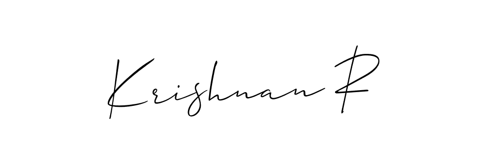 Also You can easily find your signature by using the search form. We will create Krishnan R name handwritten signature images for you free of cost using Allison_Script sign style. Krishnan R signature style 2 images and pictures png