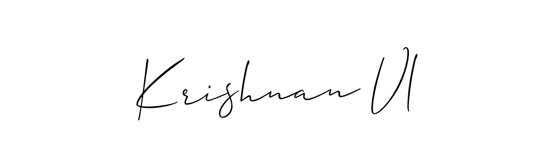 Also You can easily find your signature by using the search form. We will create Krishnan Vl name handwritten signature images for you free of cost using Allison_Script sign style. Krishnan Vl signature style 2 images and pictures png