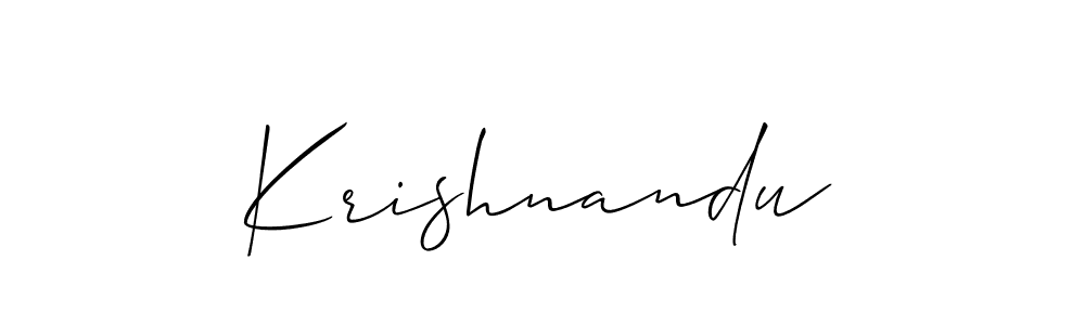 Create a beautiful signature design for name Krishnandu. With this signature (Allison_Script) fonts, you can make a handwritten signature for free. Krishnandu signature style 2 images and pictures png