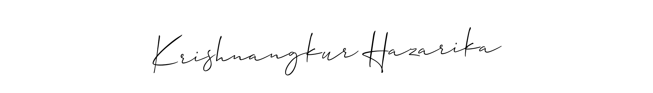 Make a short Krishnangkur Hazarika signature style. Manage your documents anywhere anytime using Allison_Script. Create and add eSignatures, submit forms, share and send files easily. Krishnangkur Hazarika signature style 2 images and pictures png