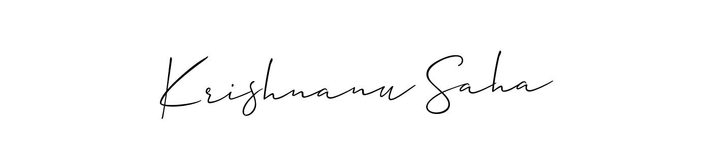 How to make Krishnanu Saha name signature. Use Allison_Script style for creating short signs online. This is the latest handwritten sign. Krishnanu Saha signature style 2 images and pictures png