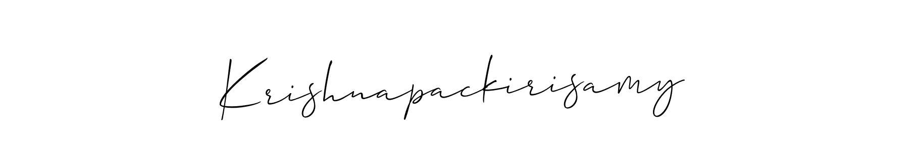 The best way (Allison_Script) to make a short signature is to pick only two or three words in your name. The name Krishnapackirisamy include a total of six letters. For converting this name. Krishnapackirisamy signature style 2 images and pictures png