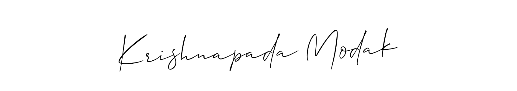 You should practise on your own different ways (Allison_Script) to write your name (Krishnapada Modak) in signature. don't let someone else do it for you. Krishnapada Modak signature style 2 images and pictures png