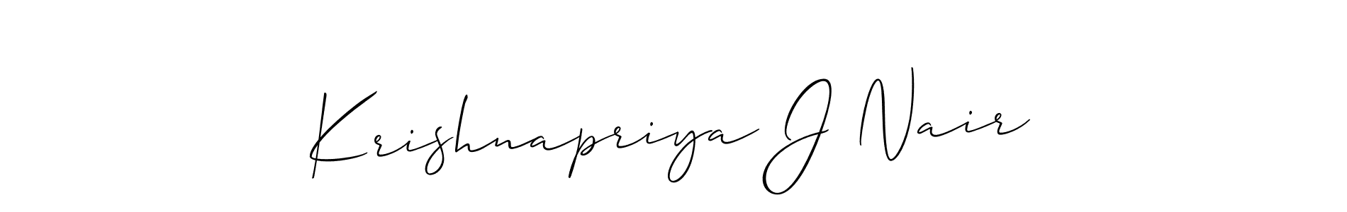 Use a signature maker to create a handwritten signature online. With this signature software, you can design (Allison_Script) your own signature for name Krishnapriya J Nair. Krishnapriya J Nair signature style 2 images and pictures png