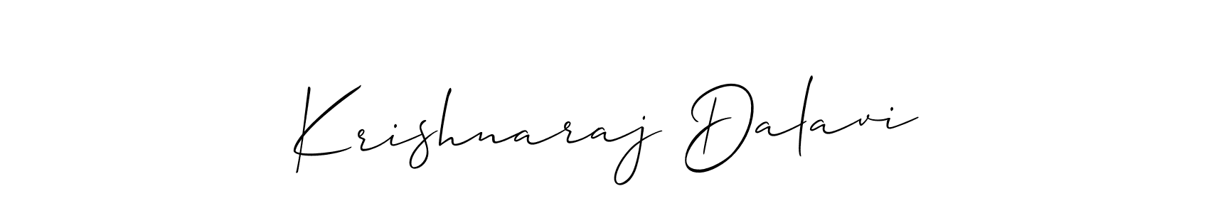 if you are searching for the best signature style for your name Krishnaraj Dalavi. so please give up your signature search. here we have designed multiple signature styles  using Allison_Script. Krishnaraj Dalavi signature style 2 images and pictures png