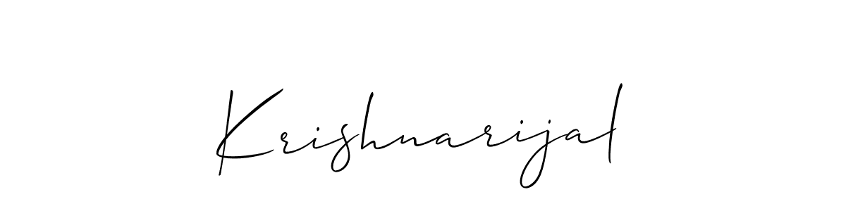 Allison_Script is a professional signature style that is perfect for those who want to add a touch of class to their signature. It is also a great choice for those who want to make their signature more unique. Get Krishnarijal name to fancy signature for free. Krishnarijal signature style 2 images and pictures png