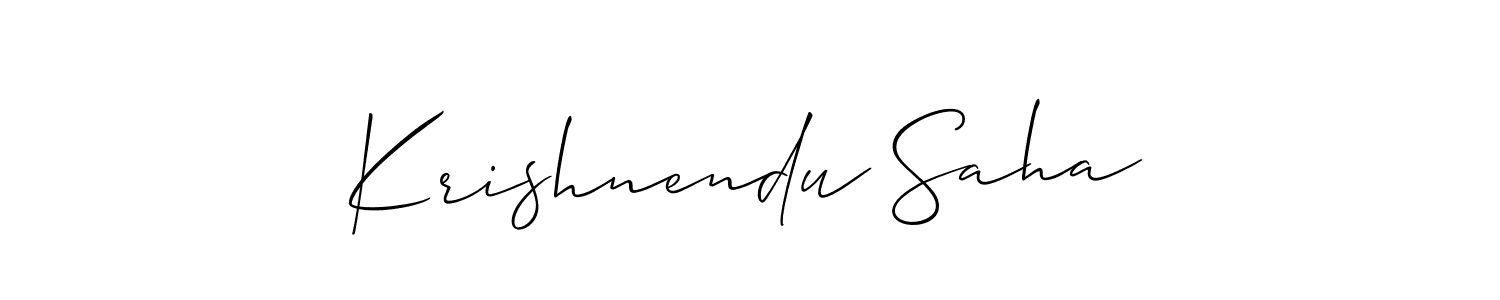 The best way (Allison_Script) to make a short signature is to pick only two or three words in your name. The name Krishnendu Saha include a total of six letters. For converting this name. Krishnendu Saha signature style 2 images and pictures png