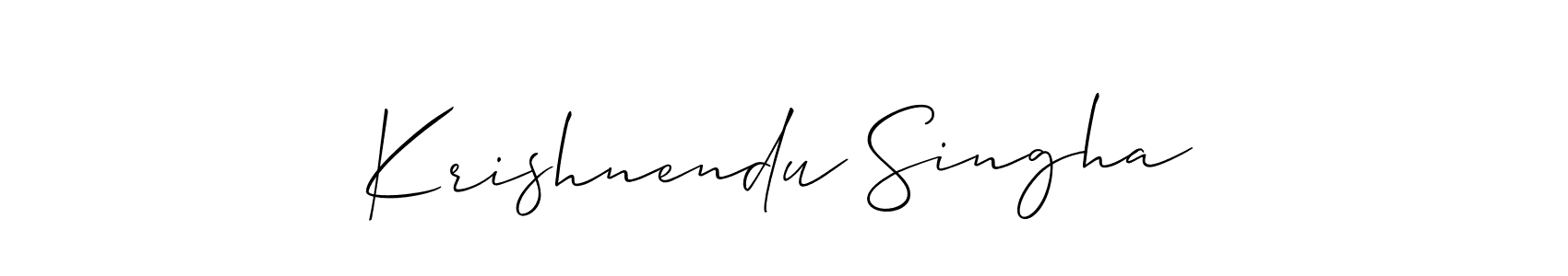 How to make Krishnendu Singha name signature. Use Allison_Script style for creating short signs online. This is the latest handwritten sign. Krishnendu Singha signature style 2 images and pictures png