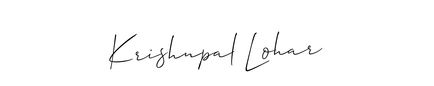 if you are searching for the best signature style for your name Krishnpal Lohar. so please give up your signature search. here we have designed multiple signature styles  using Allison_Script. Krishnpal Lohar signature style 2 images and pictures png