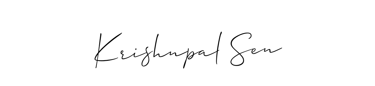 The best way (Allison_Script) to make a short signature is to pick only two or three words in your name. The name Krishnpal Sen include a total of six letters. For converting this name. Krishnpal Sen signature style 2 images and pictures png