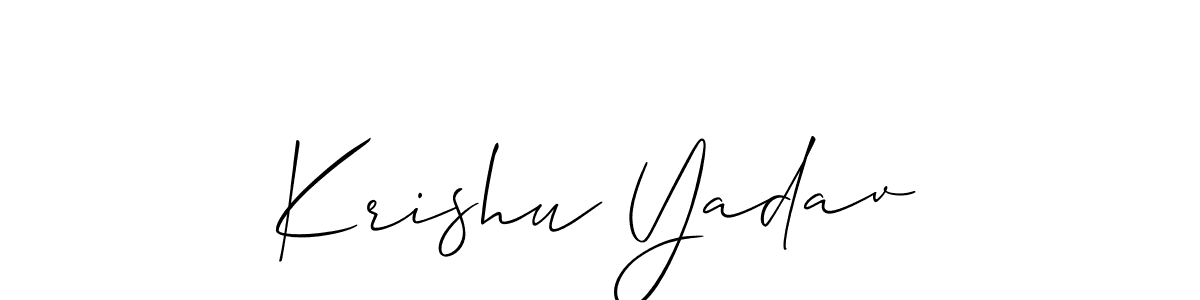 Use a signature maker to create a handwritten signature online. With this signature software, you can design (Allison_Script) your own signature for name Krishu Yadav. Krishu Yadav signature style 2 images and pictures png