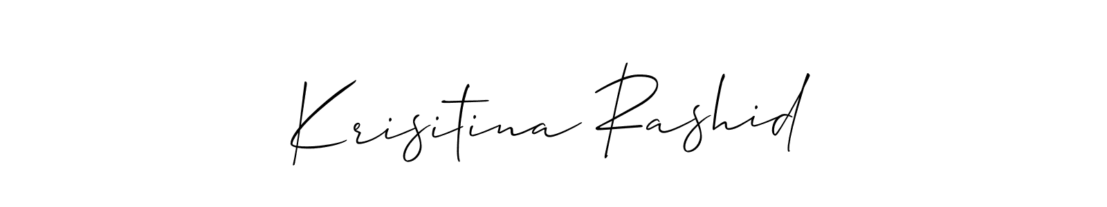 Allison_Script is a professional signature style that is perfect for those who want to add a touch of class to their signature. It is also a great choice for those who want to make their signature more unique. Get Krisitina Rashid name to fancy signature for free. Krisitina Rashid signature style 2 images and pictures png