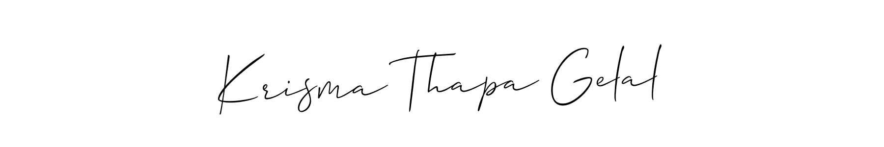 Use a signature maker to create a handwritten signature online. With this signature software, you can design (Allison_Script) your own signature for name Krisma Thapa Gelal. Krisma Thapa Gelal signature style 2 images and pictures png