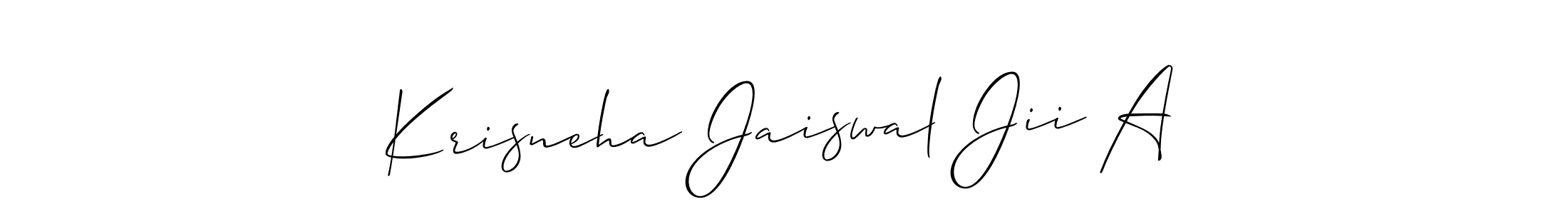 Make a short Krisneha Jaiswal Jii A signature style. Manage your documents anywhere anytime using Allison_Script. Create and add eSignatures, submit forms, share and send files easily. Krisneha Jaiswal Jii A signature style 2 images and pictures png