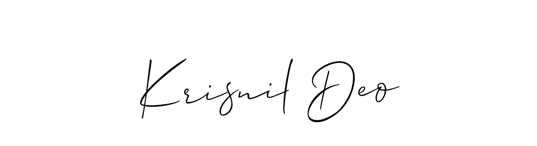 Make a beautiful signature design for name Krisnil Deo. With this signature (Allison_Script) style, you can create a handwritten signature for free. Krisnil Deo signature style 2 images and pictures png