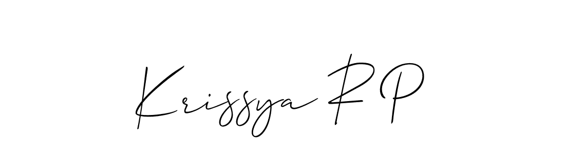 Use a signature maker to create a handwritten signature online. With this signature software, you can design (Allison_Script) your own signature for name Krissya R P. Krissya R P signature style 2 images and pictures png