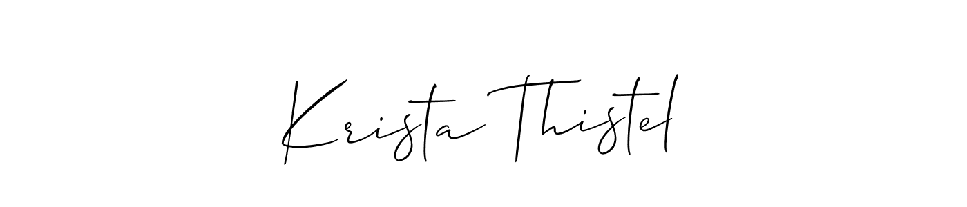 Create a beautiful signature design for name Krista Thistel. With this signature (Allison_Script) fonts, you can make a handwritten signature for free. Krista Thistel signature style 2 images and pictures png