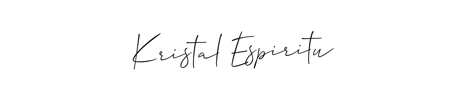 Allison_Script is a professional signature style that is perfect for those who want to add a touch of class to their signature. It is also a great choice for those who want to make their signature more unique. Get Kristal Espiritu name to fancy signature for free. Kristal Espiritu signature style 2 images and pictures png
