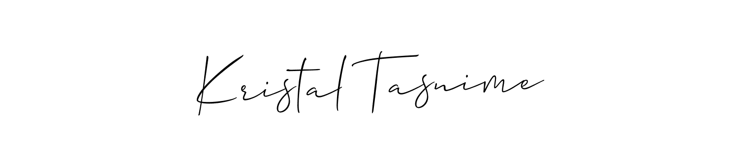 Make a short Kristal Tasnime signature style. Manage your documents anywhere anytime using Allison_Script. Create and add eSignatures, submit forms, share and send files easily. Kristal Tasnime signature style 2 images and pictures png