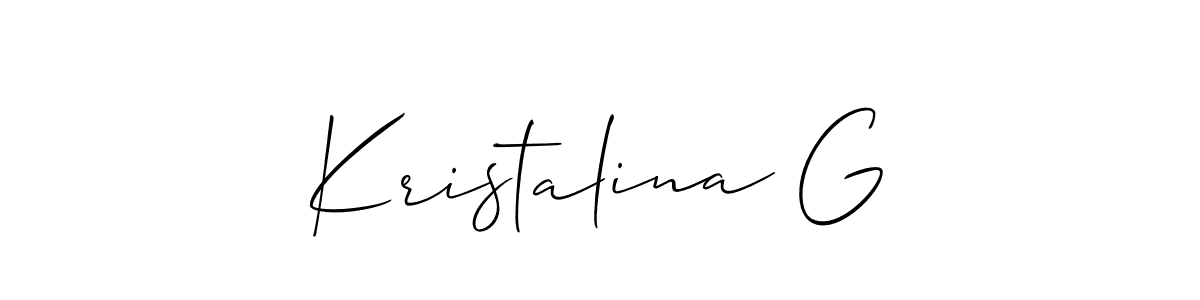 It looks lik you need a new signature style for name Kristalina G. Design unique handwritten (Allison_Script) signature with our free signature maker in just a few clicks. Kristalina G signature style 2 images and pictures png