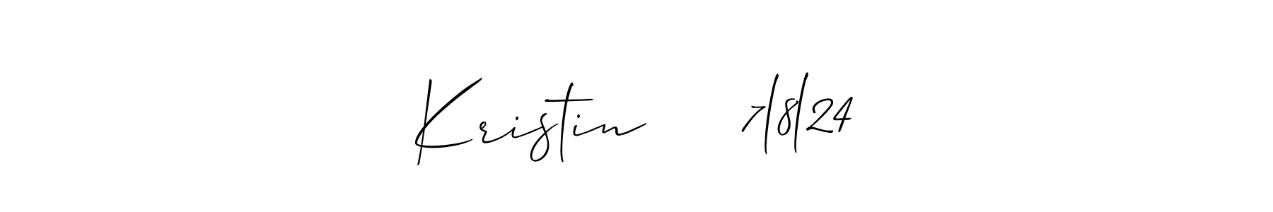 Make a short Kristin     7l8l24 signature style. Manage your documents anywhere anytime using Allison_Script. Create and add eSignatures, submit forms, share and send files easily. Kristin     7l8l24 signature style 2 images and pictures png