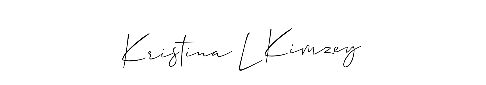 How to make Kristina L Kimzey name signature. Use Allison_Script style for creating short signs online. This is the latest handwritten sign. Kristina L Kimzey signature style 2 images and pictures png