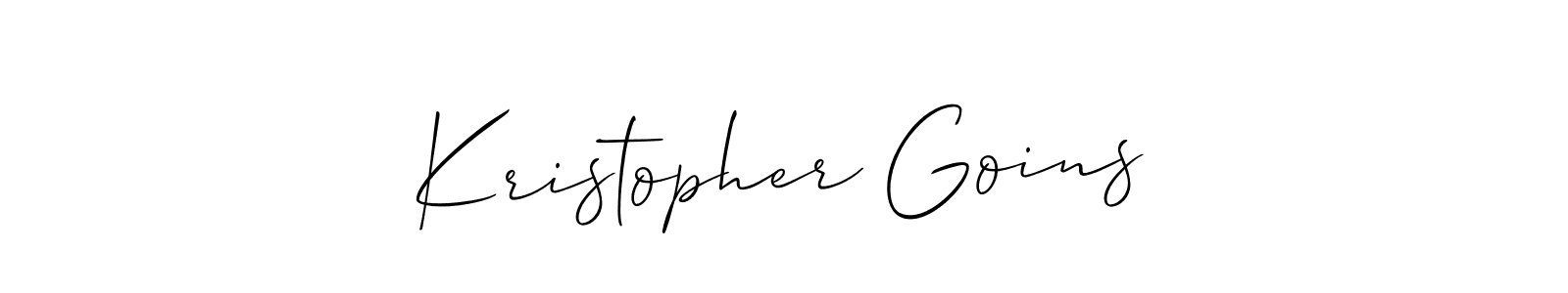 The best way (Allison_Script) to make a short signature is to pick only two or three words in your name. The name Kristopher Goins include a total of six letters. For converting this name. Kristopher Goins signature style 2 images and pictures png