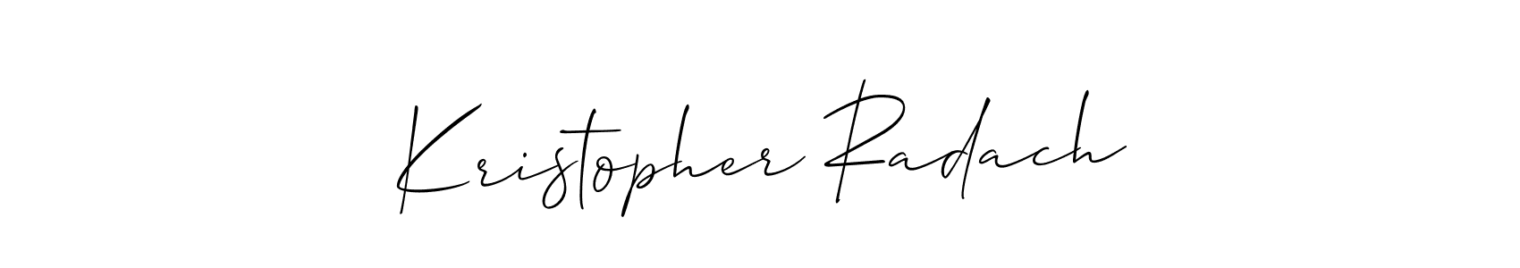 How to make Kristopher Radach name signature. Use Allison_Script style for creating short signs online. This is the latest handwritten sign. Kristopher Radach signature style 2 images and pictures png