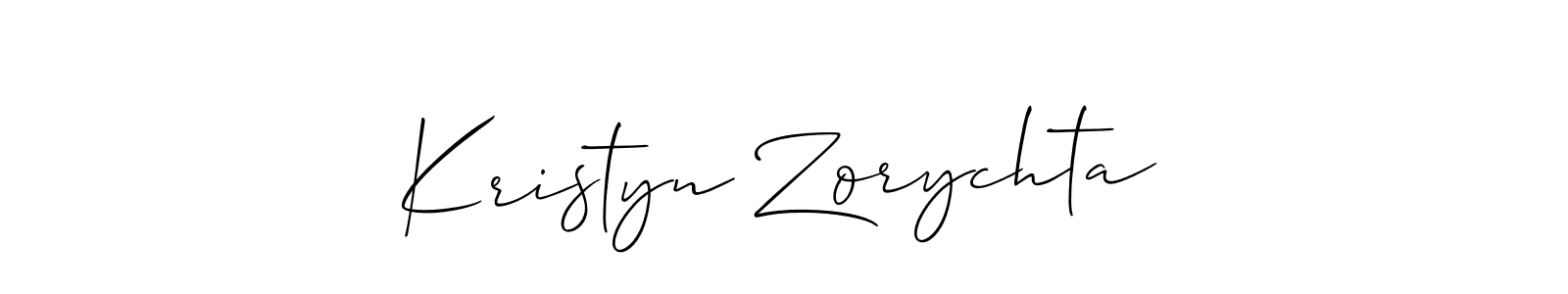 It looks lik you need a new signature style for name Kristyn Zorychta. Design unique handwritten (Allison_Script) signature with our free signature maker in just a few clicks. Kristyn Zorychta signature style 2 images and pictures png