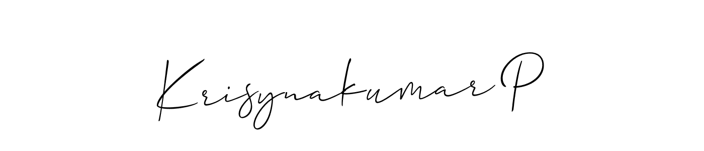 Create a beautiful signature design for name Krisynakumar P. With this signature (Allison_Script) fonts, you can make a handwritten signature for free. Krisynakumar P signature style 2 images and pictures png