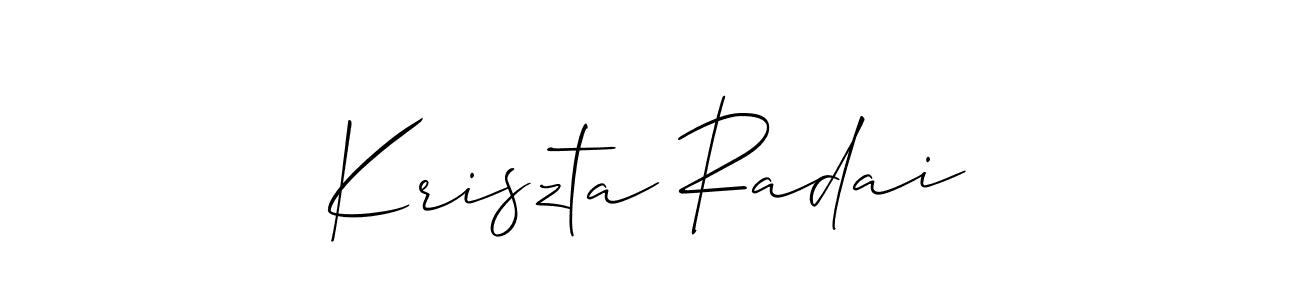 You should practise on your own different ways (Allison_Script) to write your name (Kriszta Radai) in signature. don't let someone else do it for you. Kriszta Radai signature style 2 images and pictures png