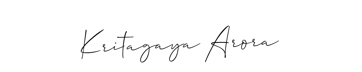 Create a beautiful signature design for name Kritagaya Arora. With this signature (Allison_Script) fonts, you can make a handwritten signature for free. Kritagaya Arora signature style 2 images and pictures png