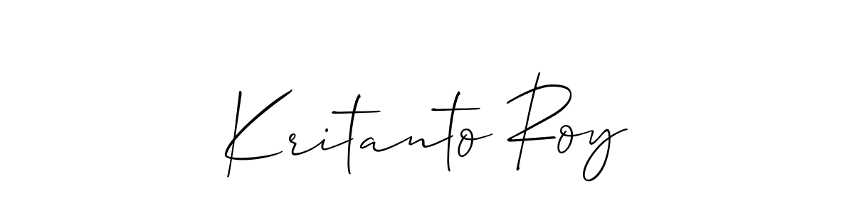 The best way (Allison_Script) to make a short signature is to pick only two or three words in your name. The name Kritanto Roy include a total of six letters. For converting this name. Kritanto Roy signature style 2 images and pictures png