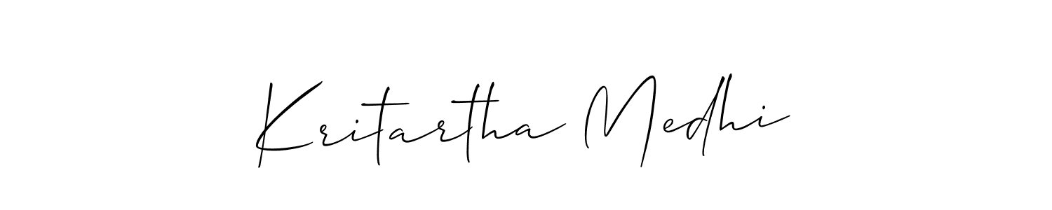 This is the best signature style for the Kritartha Medhi name. Also you like these signature font (Allison_Script). Mix name signature. Kritartha Medhi signature style 2 images and pictures png