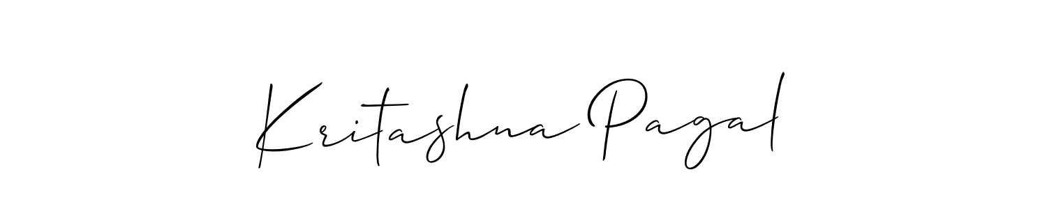 Allison_Script is a professional signature style that is perfect for those who want to add a touch of class to their signature. It is also a great choice for those who want to make their signature more unique. Get Kritashna Pagal name to fancy signature for free. Kritashna Pagal signature style 2 images and pictures png