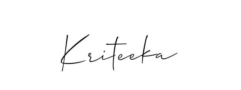 Use a signature maker to create a handwritten signature online. With this signature software, you can design (Allison_Script) your own signature for name Kriteeka. Kriteeka signature style 2 images and pictures png