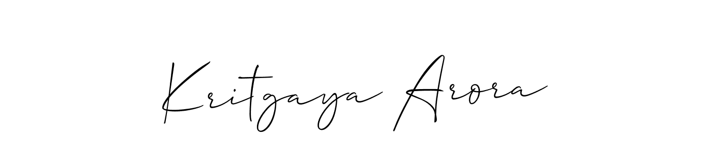 Also You can easily find your signature by using the search form. We will create Kritgaya Arora name handwritten signature images for you free of cost using Allison_Script sign style. Kritgaya Arora signature style 2 images and pictures png
