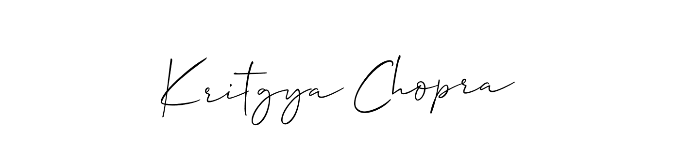 if you are searching for the best signature style for your name Kritgya Chopra. so please give up your signature search. here we have designed multiple signature styles  using Allison_Script. Kritgya Chopra signature style 2 images and pictures png