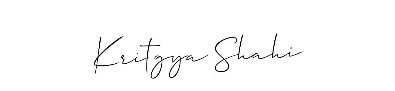 if you are searching for the best signature style for your name Kritgya Shahi. so please give up your signature search. here we have designed multiple signature styles  using Allison_Script. Kritgya Shahi signature style 2 images and pictures png