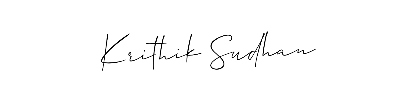 The best way (Allison_Script) to make a short signature is to pick only two or three words in your name. The name Krithik Sudhan include a total of six letters. For converting this name. Krithik Sudhan signature style 2 images and pictures png