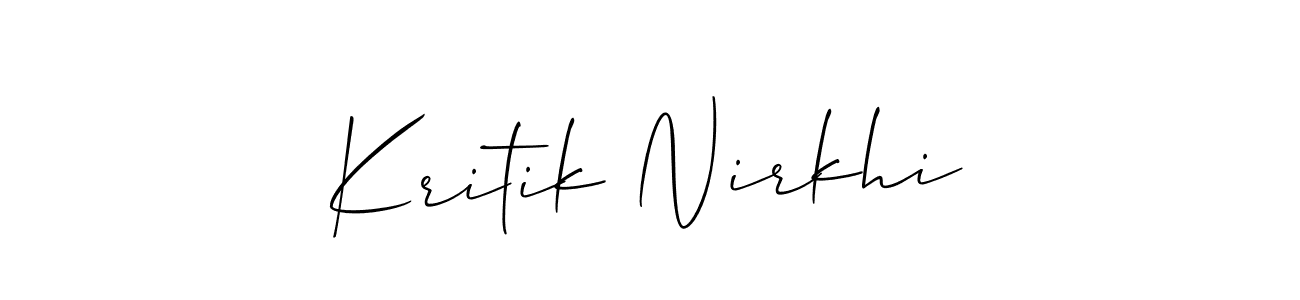 Make a beautiful signature design for name Kritik Nirkhi. With this signature (Allison_Script) style, you can create a handwritten signature for free. Kritik Nirkhi signature style 2 images and pictures png