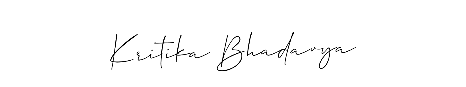 Allison_Script is a professional signature style that is perfect for those who want to add a touch of class to their signature. It is also a great choice for those who want to make their signature more unique. Get Kritika Bhadavya name to fancy signature for free. Kritika Bhadavya signature style 2 images and pictures png
