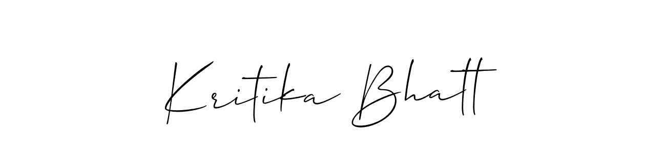 Design your own signature with our free online signature maker. With this signature software, you can create a handwritten (Allison_Script) signature for name Kritika Bhatt. Kritika Bhatt signature style 2 images and pictures png