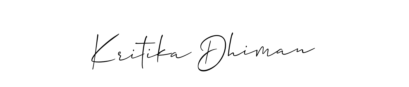 Design your own signature with our free online signature maker. With this signature software, you can create a handwritten (Allison_Script) signature for name Kritika Dhiman. Kritika Dhiman signature style 2 images and pictures png