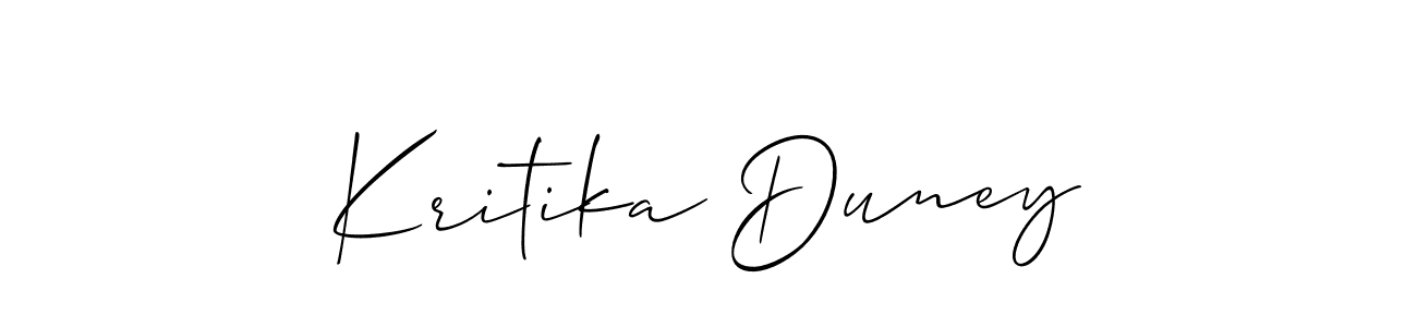Similarly Allison_Script is the best handwritten signature design. Signature creator online .You can use it as an online autograph creator for name Kritika Duney. Kritika Duney signature style 2 images and pictures png