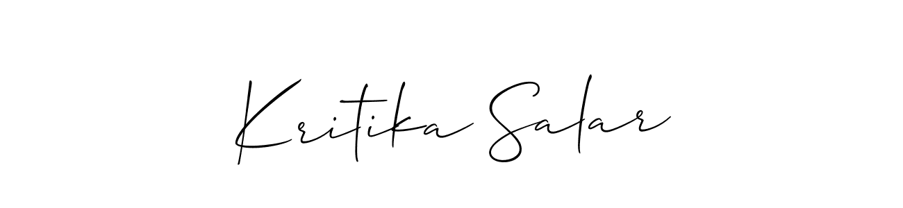 if you are searching for the best signature style for your name Kritika Salar. so please give up your signature search. here we have designed multiple signature styles  using Allison_Script. Kritika Salar signature style 2 images and pictures png