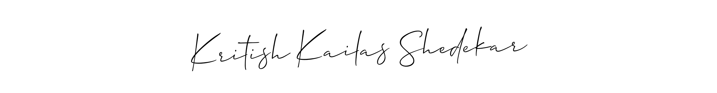 How to Draw Kritish Kailas Shedekar signature style? Allison_Script is a latest design signature styles for name Kritish Kailas Shedekar. Kritish Kailas Shedekar signature style 2 images and pictures png