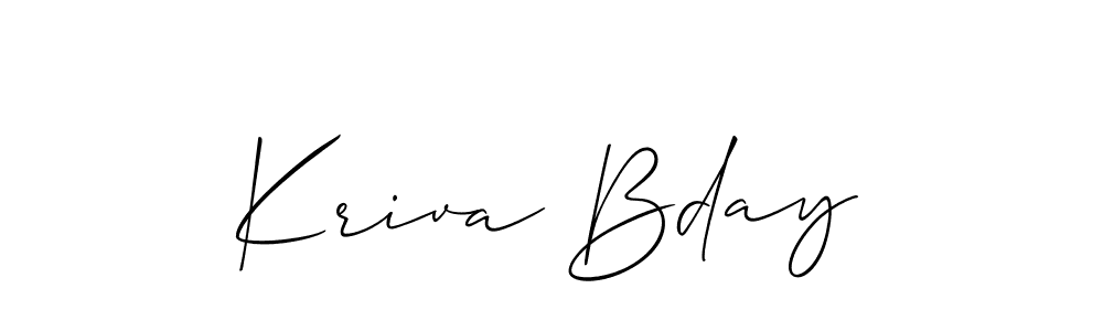 Use a signature maker to create a handwritten signature online. With this signature software, you can design (Allison_Script) your own signature for name Kriva Bday. Kriva Bday signature style 2 images and pictures png