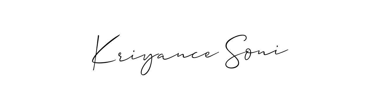 Similarly Allison_Script is the best handwritten signature design. Signature creator online .You can use it as an online autograph creator for name Kriyance Soni. Kriyance Soni signature style 2 images and pictures png