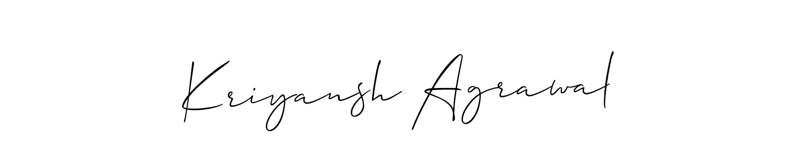 It looks lik you need a new signature style for name Kriyansh Agrawal. Design unique handwritten (Allison_Script) signature with our free signature maker in just a few clicks. Kriyansh Agrawal signature style 2 images and pictures png